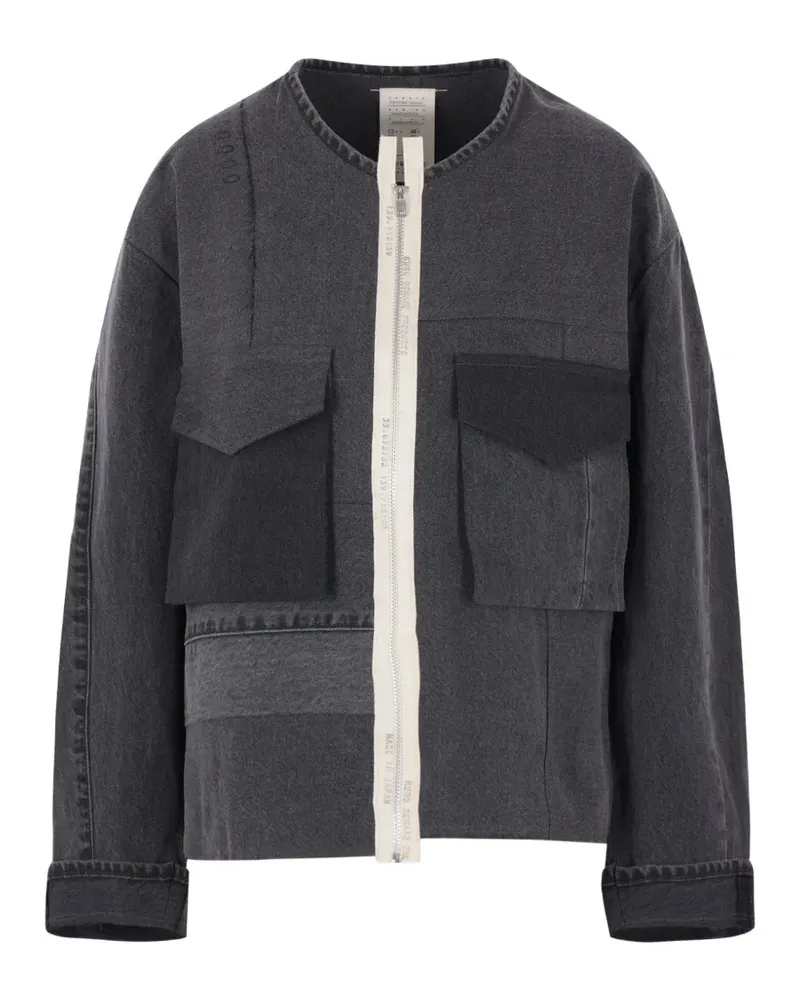 KURO Asymmetrische Jacke mit Fransen - Grau Grau