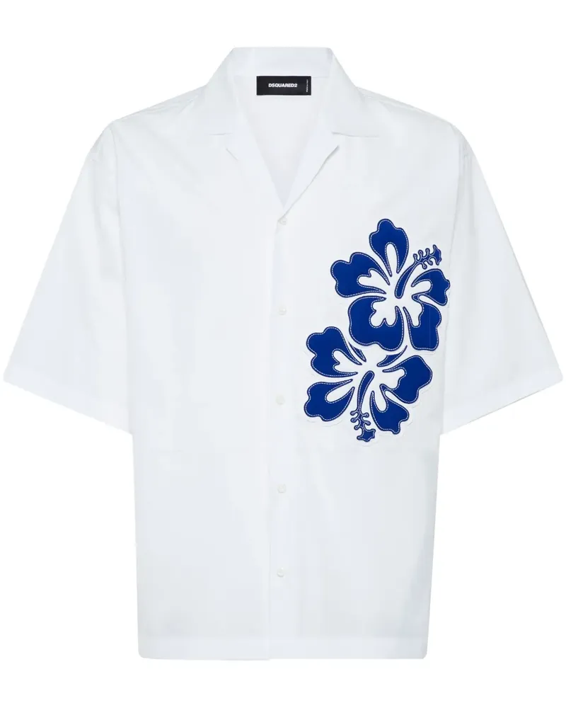 Dsquared2 Hemd mit Blumendetail - Weiß Weiß
