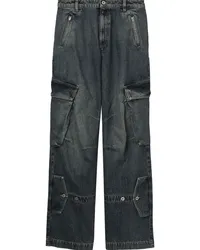 HALFBOY Weite Cargo-Jeans mit hohem Bund Blau