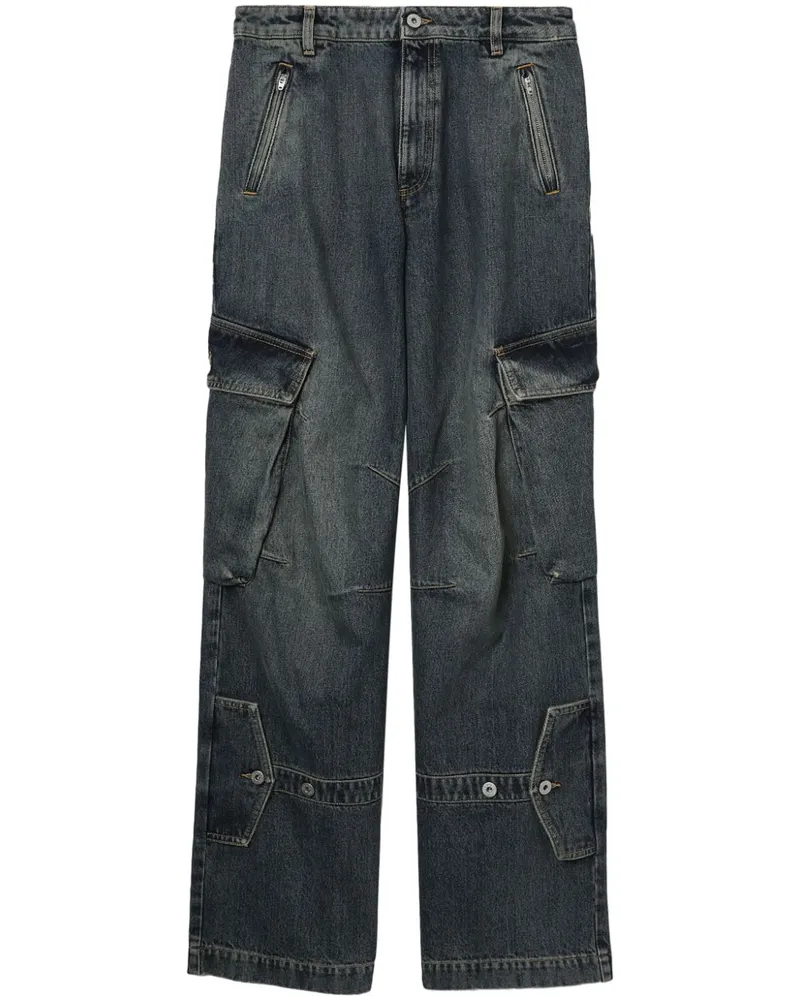 HALFBOY Weite Cargo-Jeans mit hohem Bund Blau