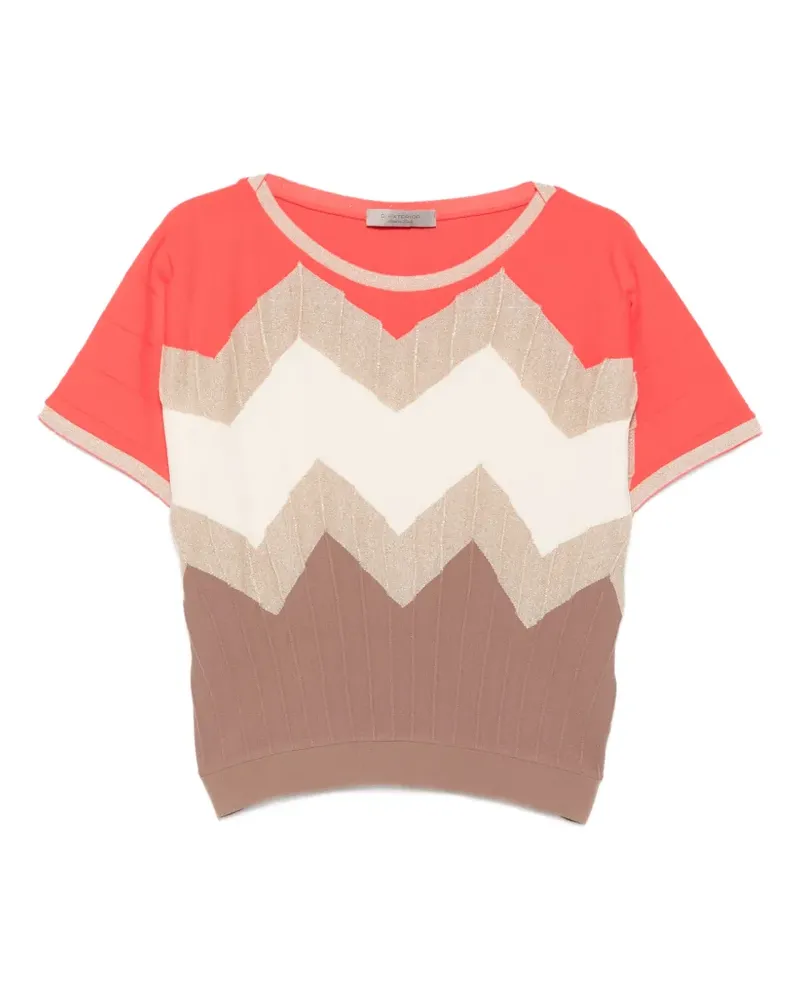 D.EXTERIOR chevron short-sleeve ribbed T-shirt - Nude Nude