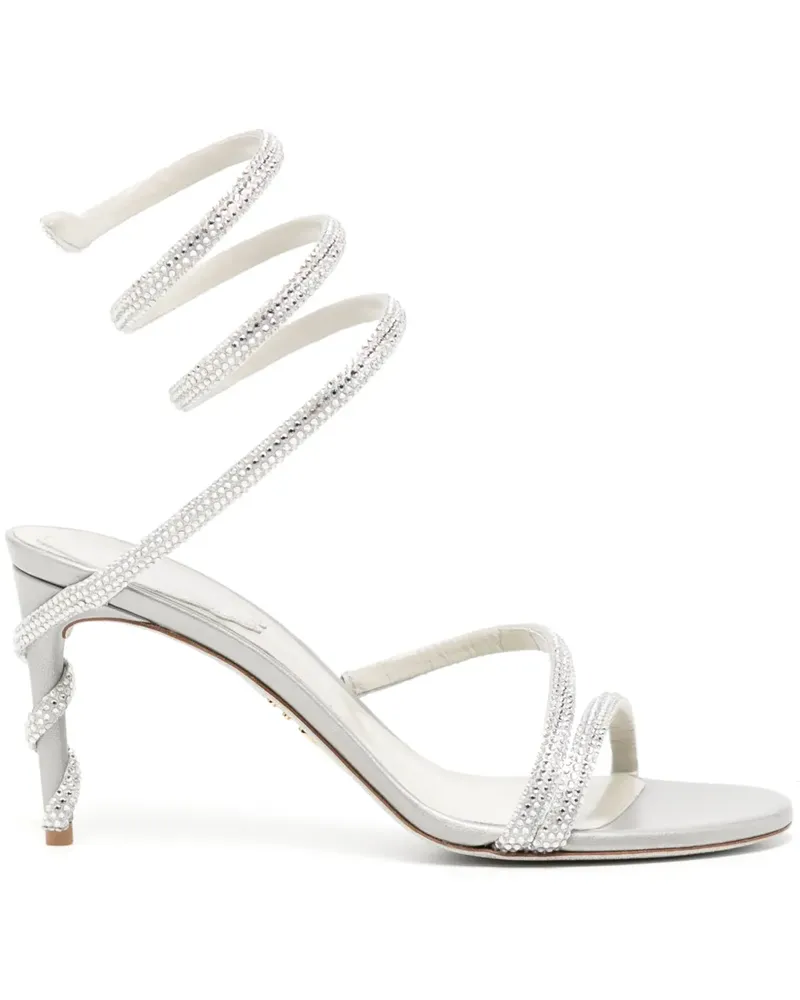 René Caovilla Margot Sandalen mit Kristallen 80mm - Silber Silber