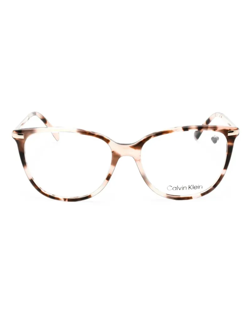 Calvin Klein tortoiseshell-effect cat-eye glasses - Braun Braun