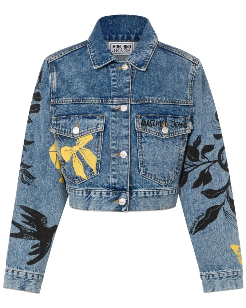 Moschino Jeansjacke mit grafischem Print Blau