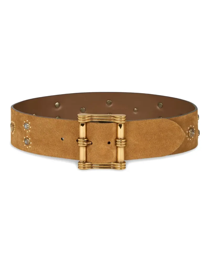 Etro studded suede belt - Nude Nude
