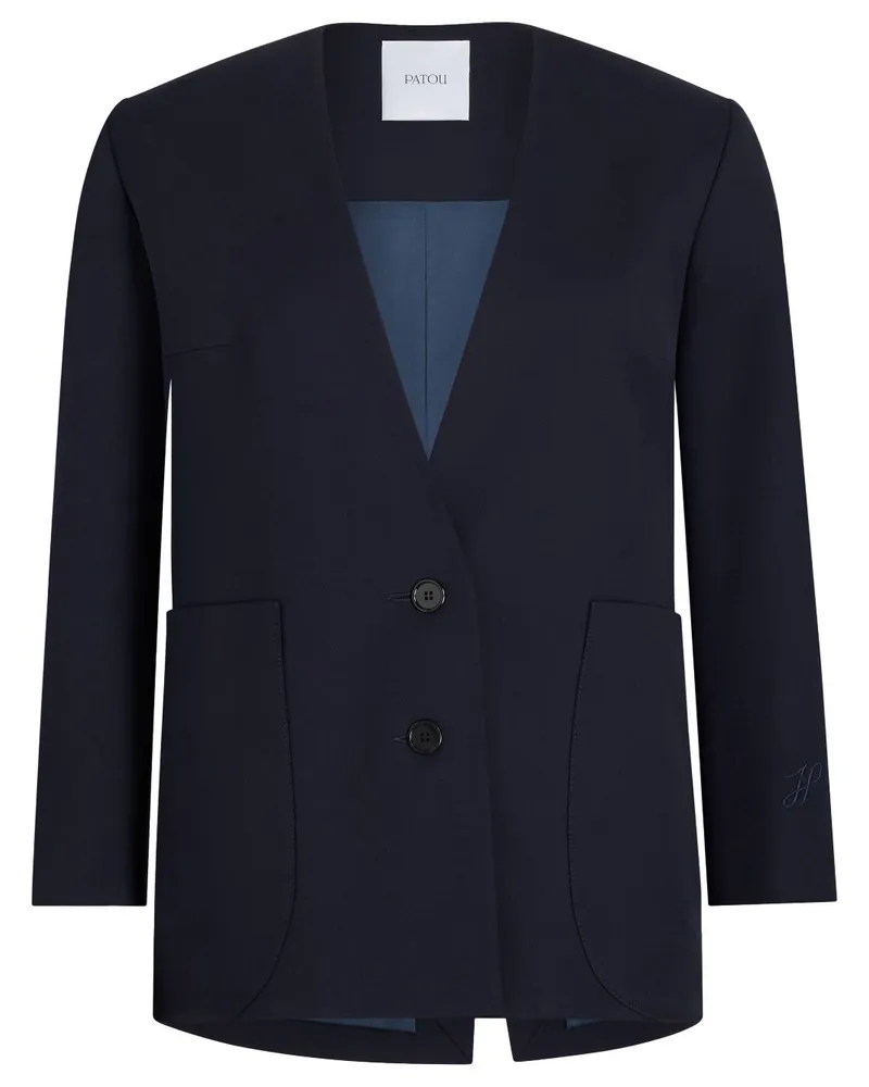 Patou Twill-Jacke ohne Kragen - Blau Blau