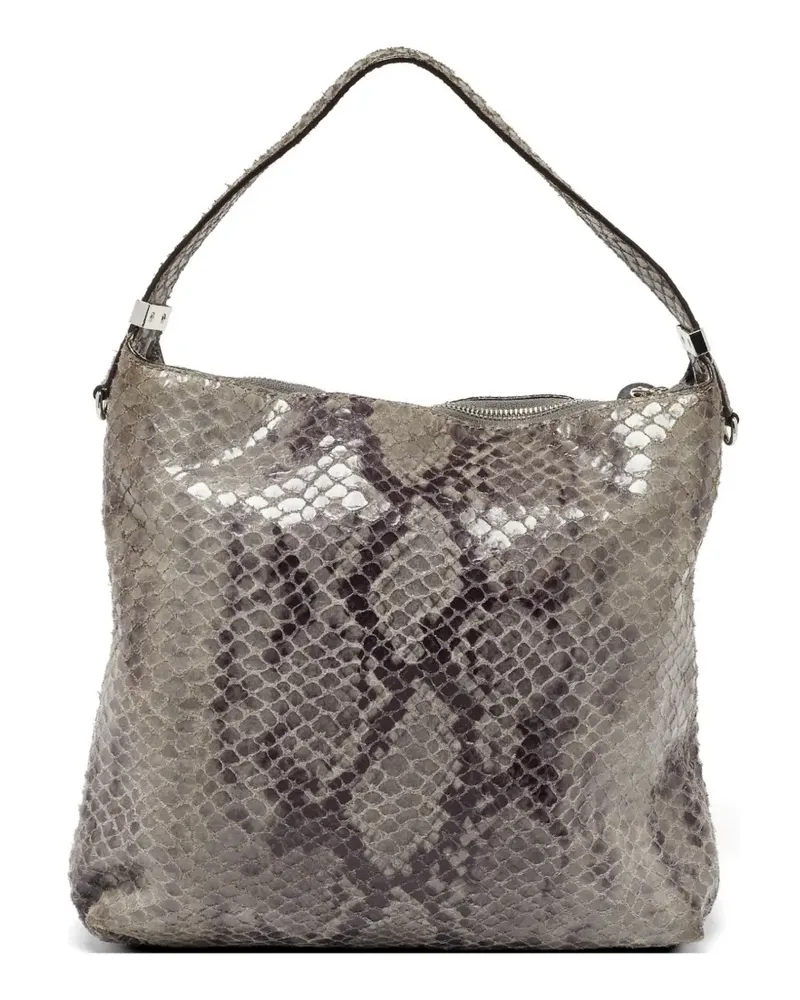 Michael Kors Bedford snakeskin-embossed shoulder bag - Grau Grau