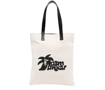 Shopper mit Logo-Print - Nude