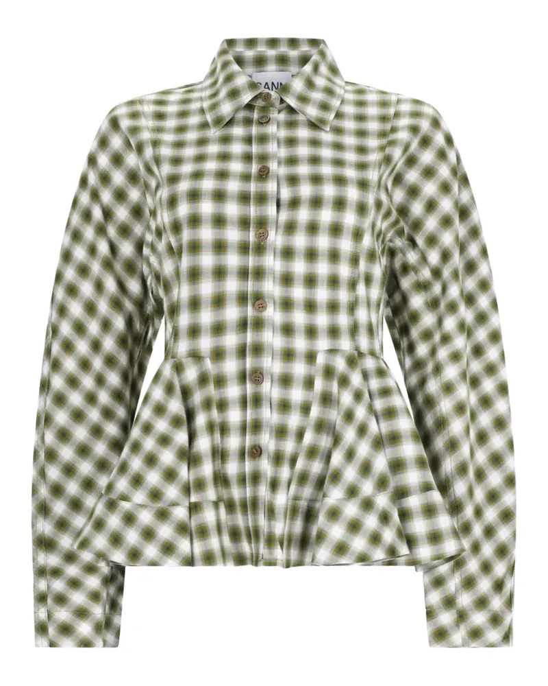 Ganni check-pattern peplum shirt - Nude Nude