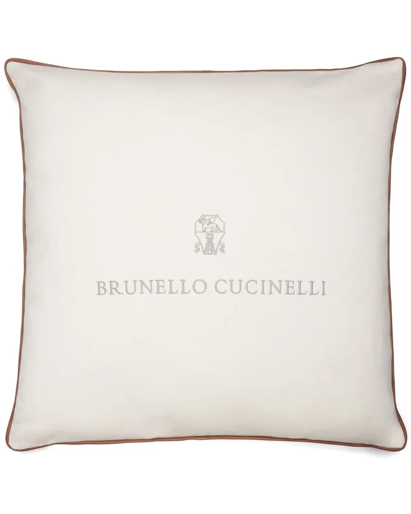 Brunello Cucinelli Kissen mit Logo-Stickerei (70cm x 70cm Nude