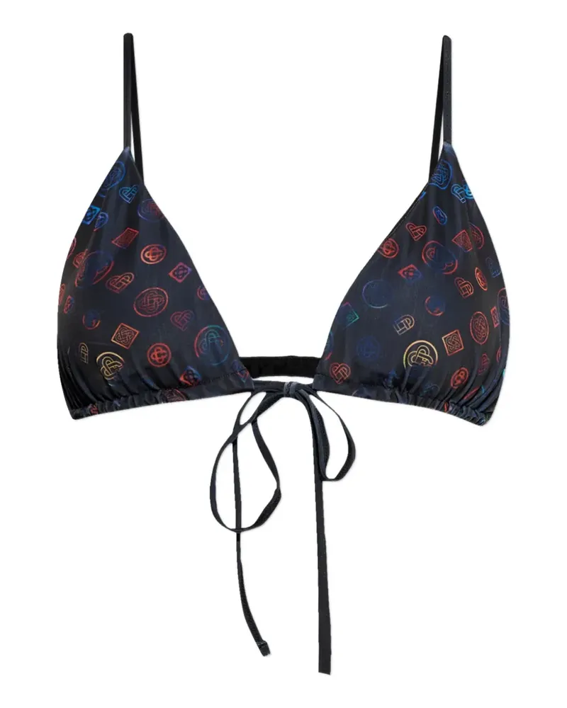 Casablanca Paris monogram tie bikini top - Blau Blau