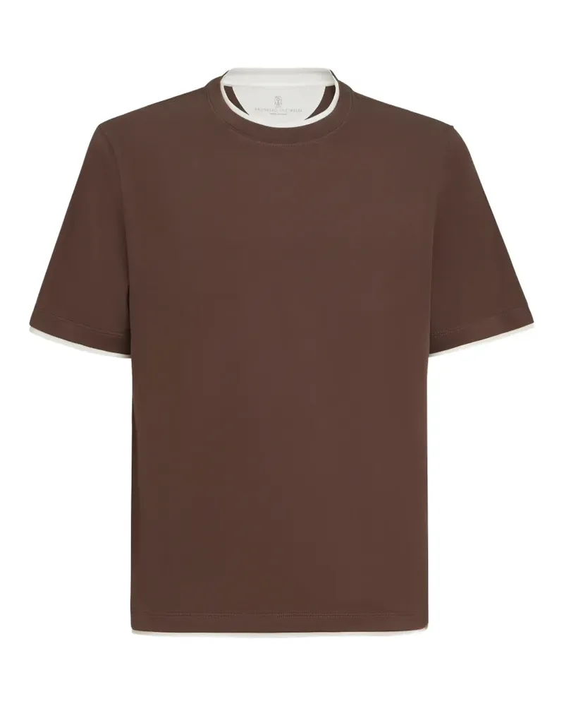 Brunello Cucinelli T-Shirt im Layering-Look - Braun Braun