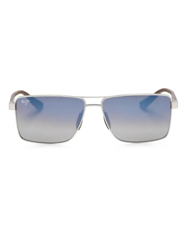 Maui Jim Piha Sonnenbrille mit eckigem Gestell - Silber Silber