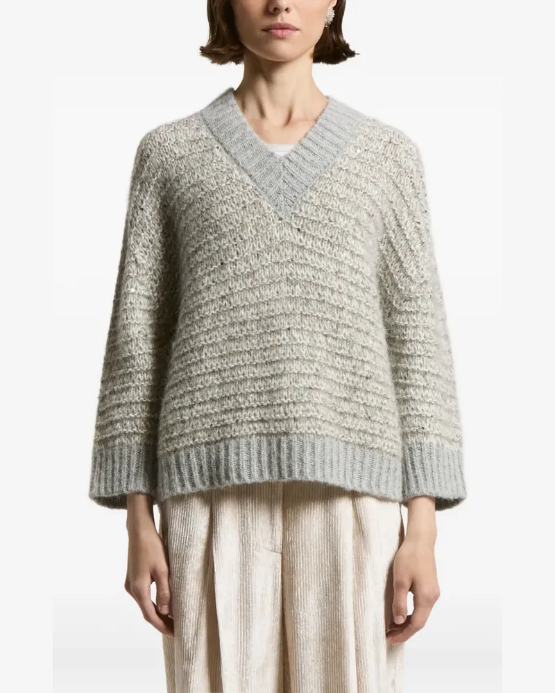 Peserico Pullover mit Pailletten - Grau Grau