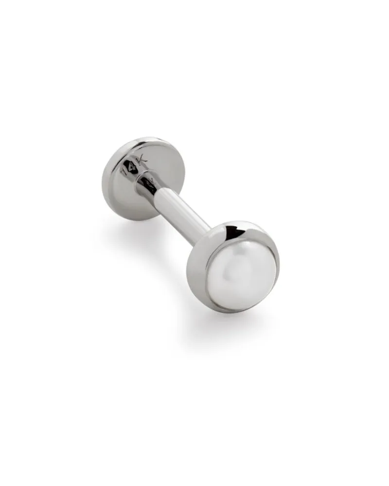 Monica Vinader Einzelner 14kt Pearl Weißgoldohrring - Silber Silber