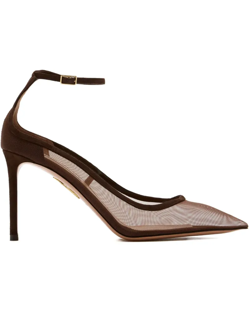 Aquazzura Love Affair Mesh-Pumps mit Knöchelriemen 85mm - Braun Braun