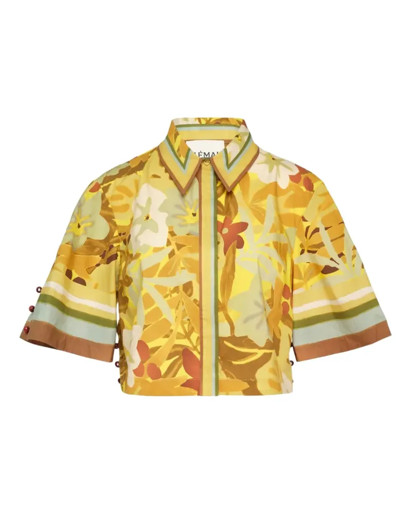 ALEMAIS Maxi Cropped floral-print shirt - Gelb Gelb