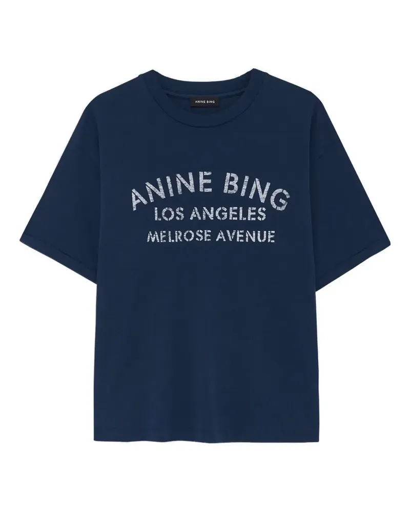 Anine Bing T-Shirt mit Logo-Detail - Blau Blau