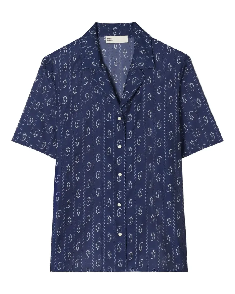 Tory Burch Camp Strandhemd mit Print - Blau Blau