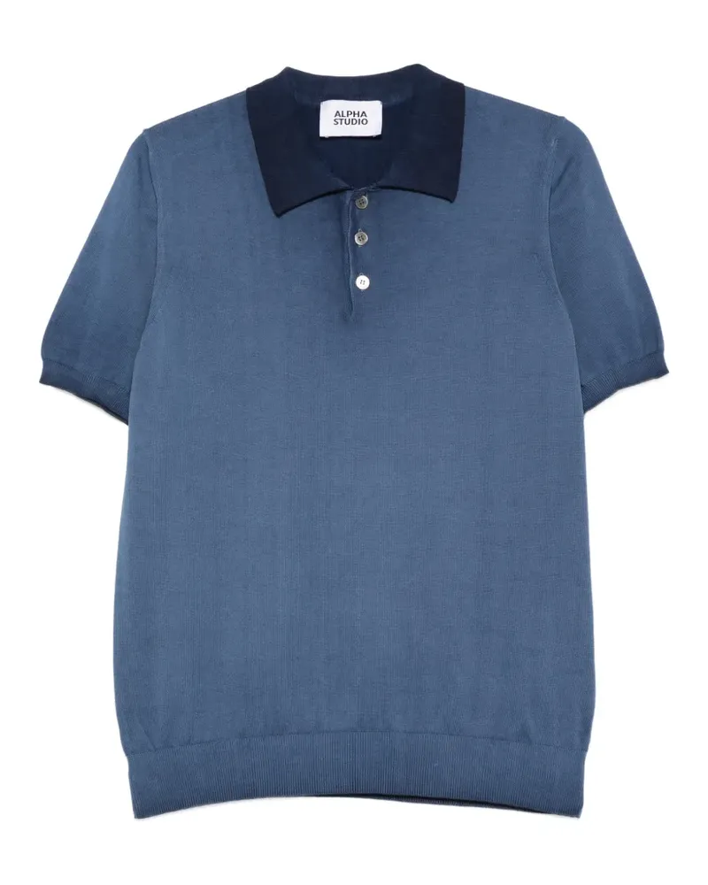 Alpha Studio button collar polo shirt - Blau Blau