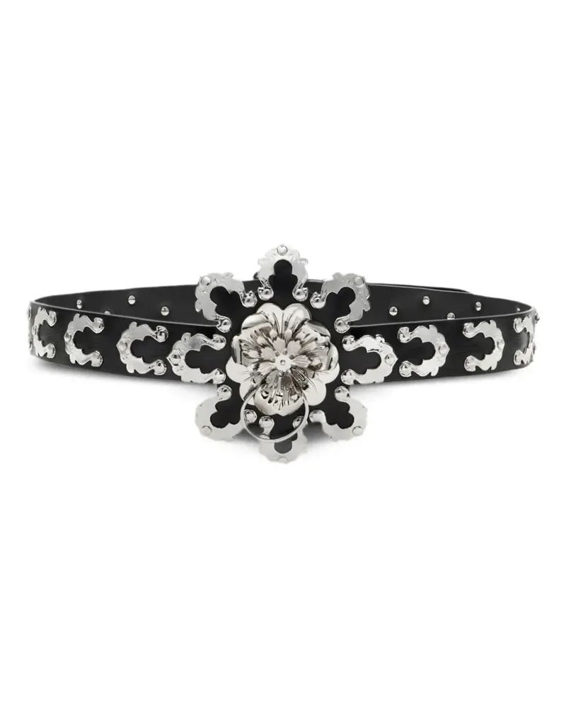 Blumarine Gürtel mit Blumenapplikation - Schwarz Schwarz