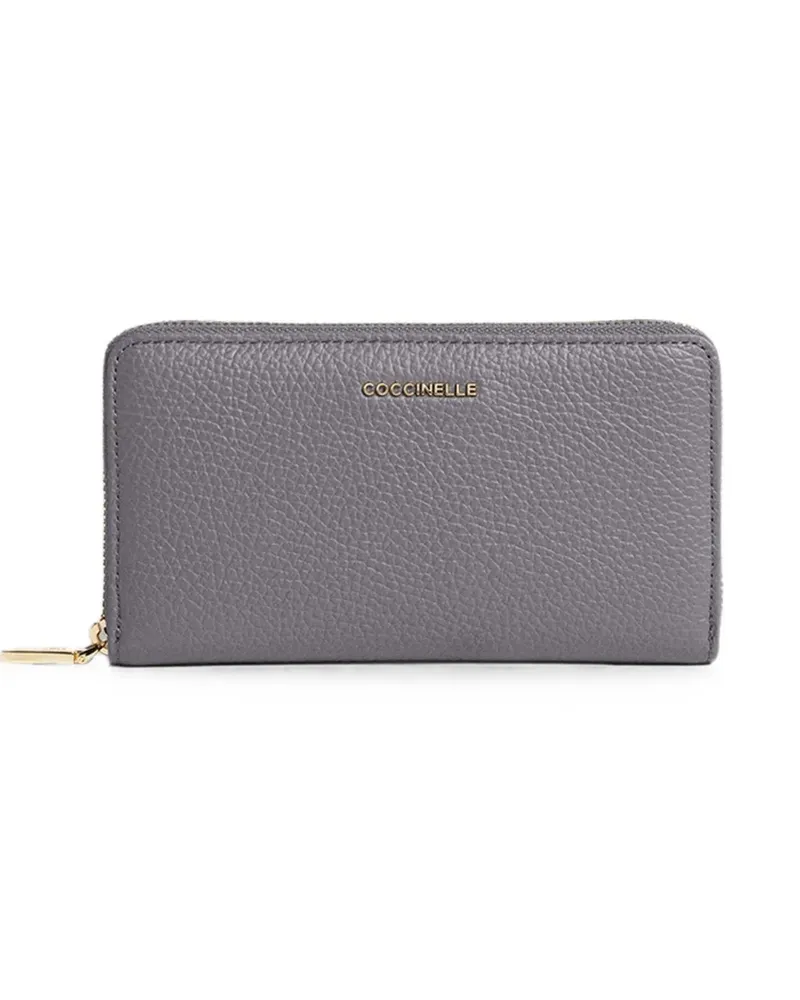 Coccinelle Portemonnaie aus weichem Metallic-Leder - Grau Grau