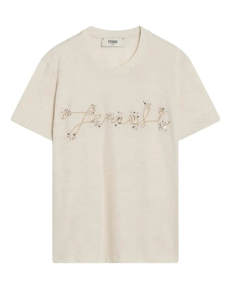 Fendi T-Shirt mit Verzierung - Nude Nude