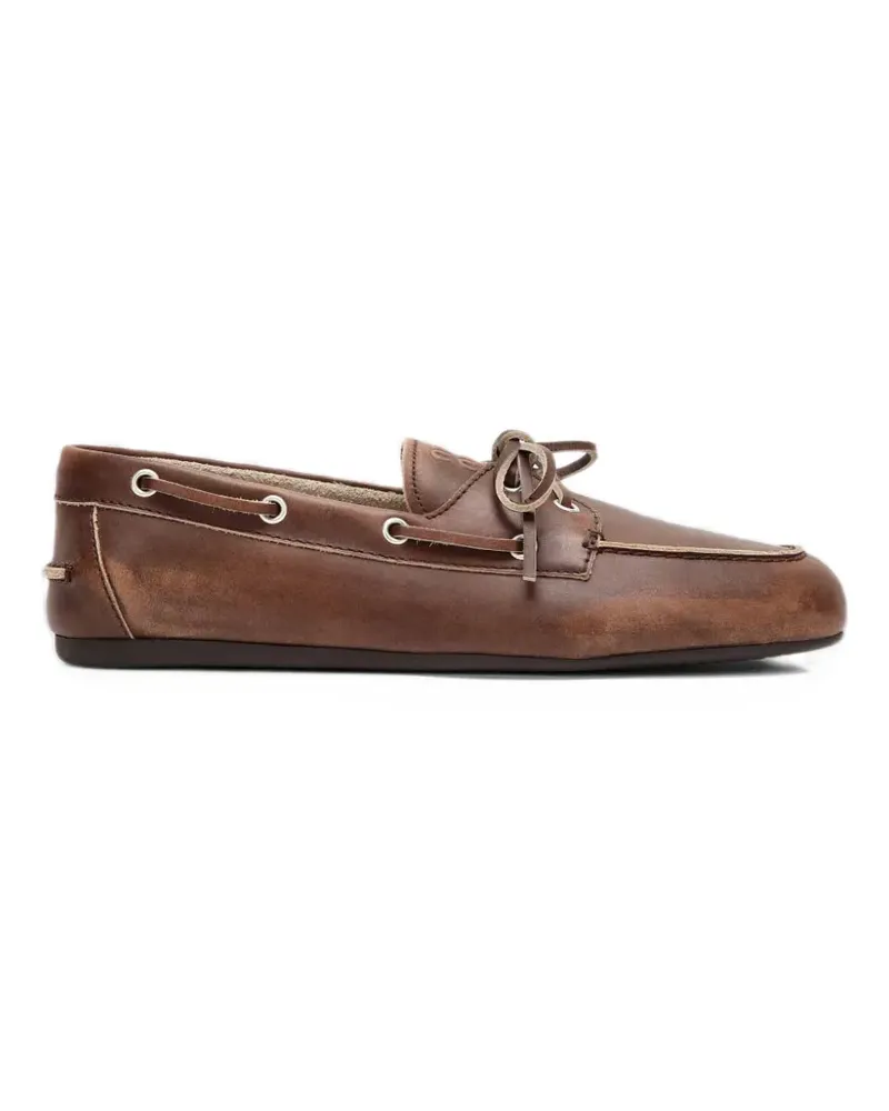 Miu Miu bleached leather deck shoes - Braun Braun