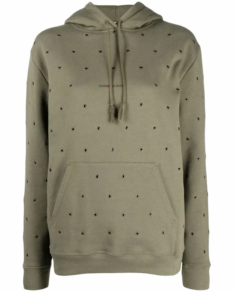 Saint Laurent Verzierter Hoodie - Grün Grün