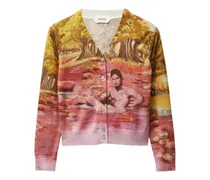 Cardigan aus Seide mit Print - Gelb