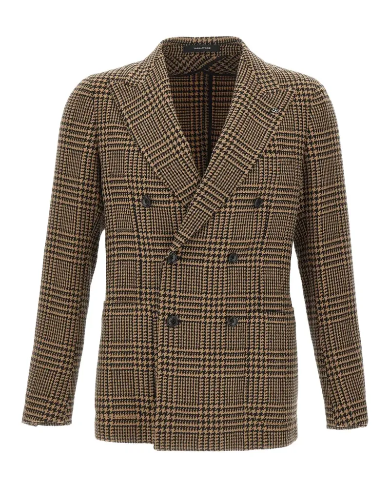 Tagliatore houndstooth double-breasted blazer - Nude Nude