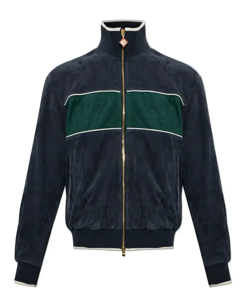 Casablanca Paris monogram-pattern suede sport jacket - Blau Blau