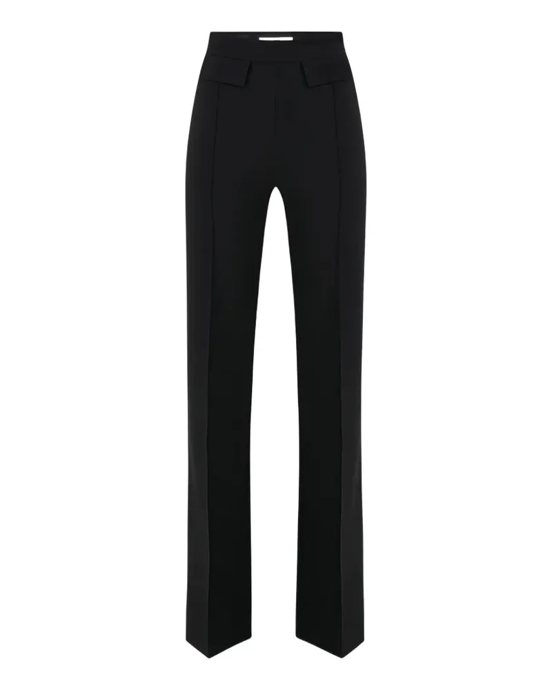 Elisabetta Franchi logo-embroidered crepe trousers - Schwarz Schwarz