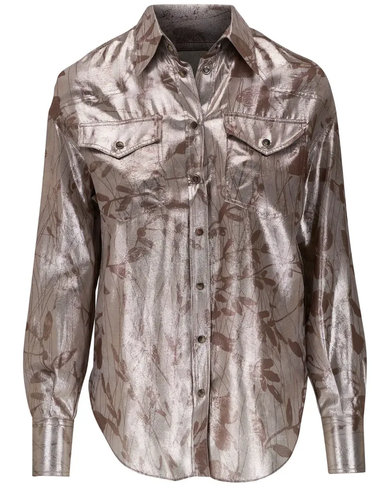 Brunello Cucinelli Hemd im Metallic-Look - Grau Grau