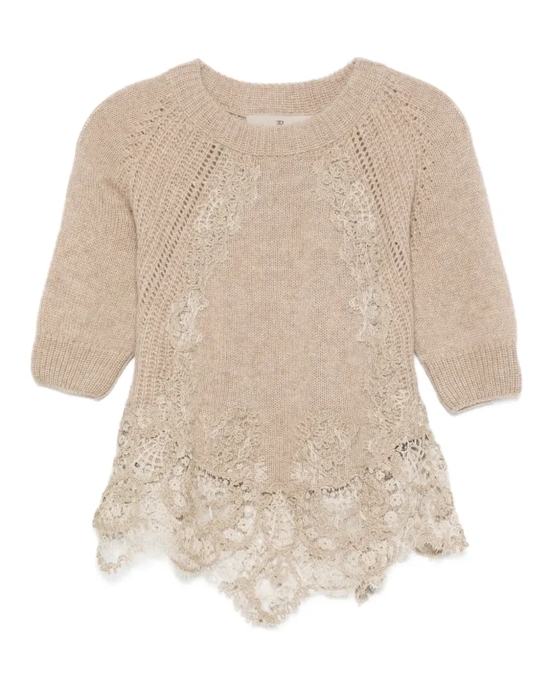 Ermanno Scervino Strickoberteil mit Spitzenbesatz - Nude Nude