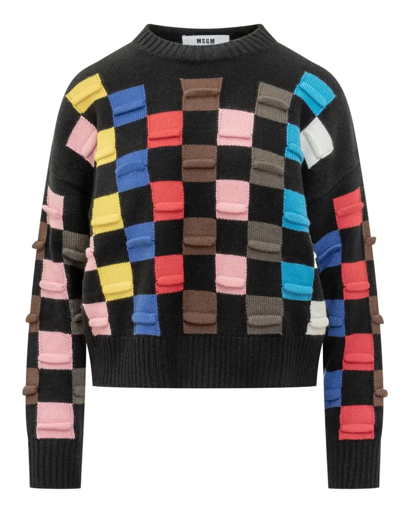 MSGM Pullover mit Karomuster - Schwarz Schwarz
