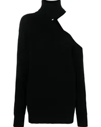 Nensi Dojaka Asymmetrischer Pullover mit Cut-Outs Schwarz