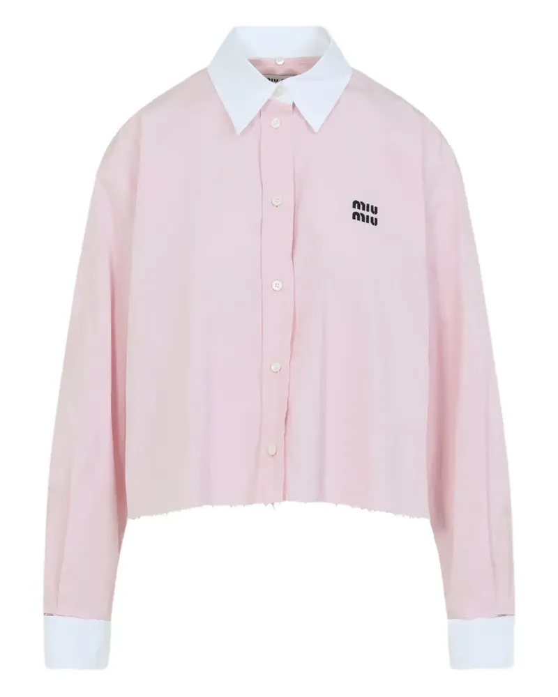 Miu Miu Besticktes Hemd mit ausgefranstem Saum - Rosa Rosa