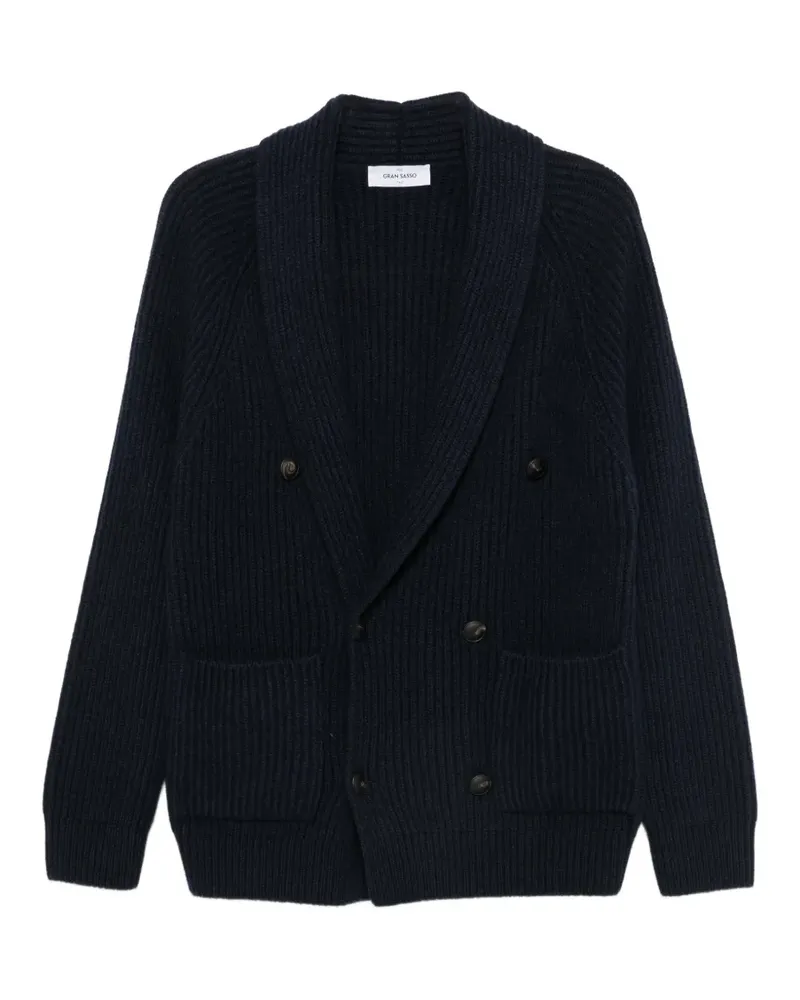 Gran Sasso Doppelreihiger Cardigan aus Rippstrick - Blau Blau