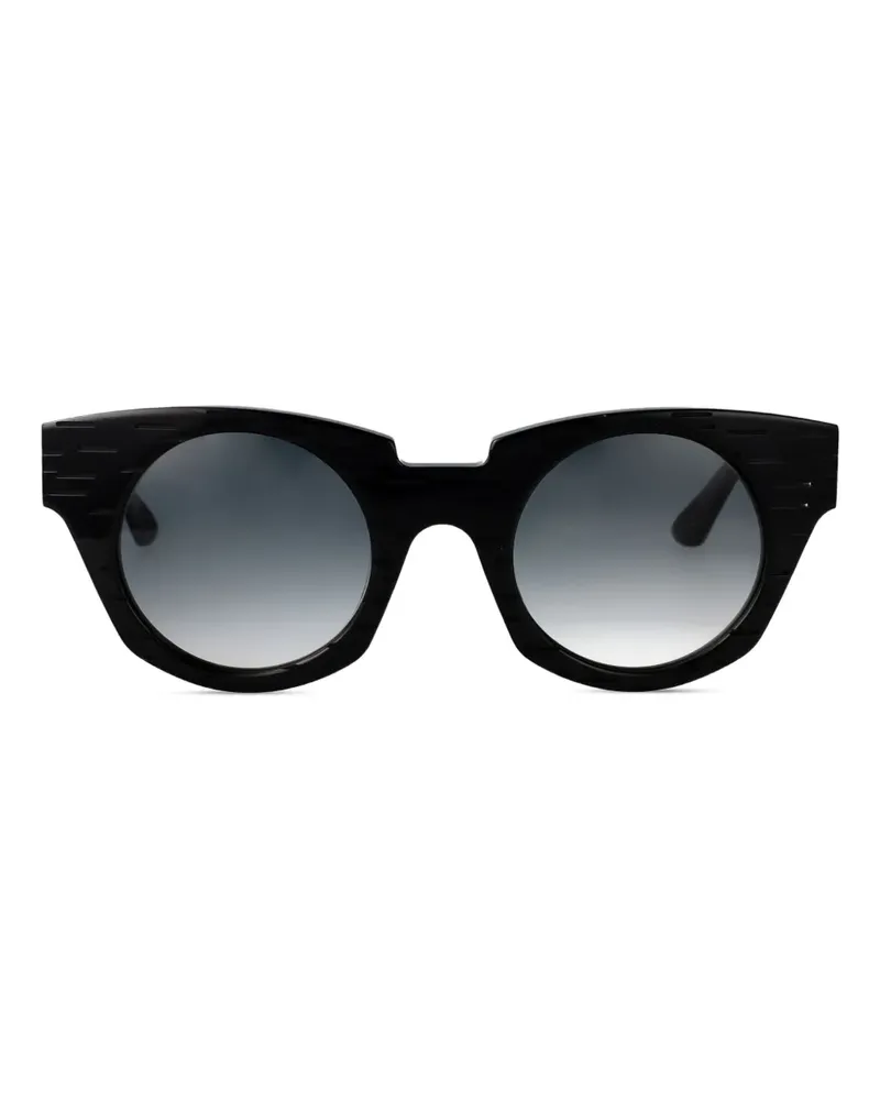 Yohji Yamamoto Sonnenbrille mit rundem Gestell - Schwarz Schwarz