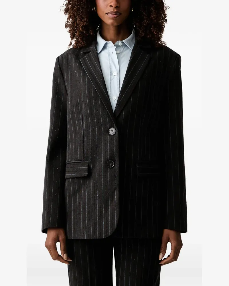 Twin-Set pinstripe sequin-embellished blazer - Schwarz Schwarz