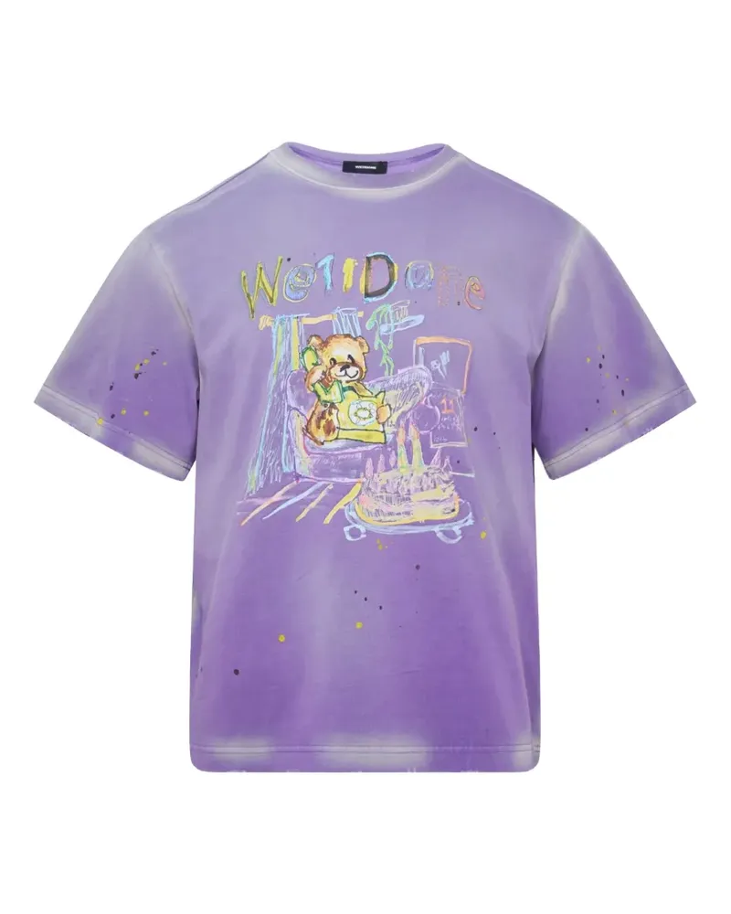 WE 11 DONE teddy-graphic T-shirt - Violett Violett