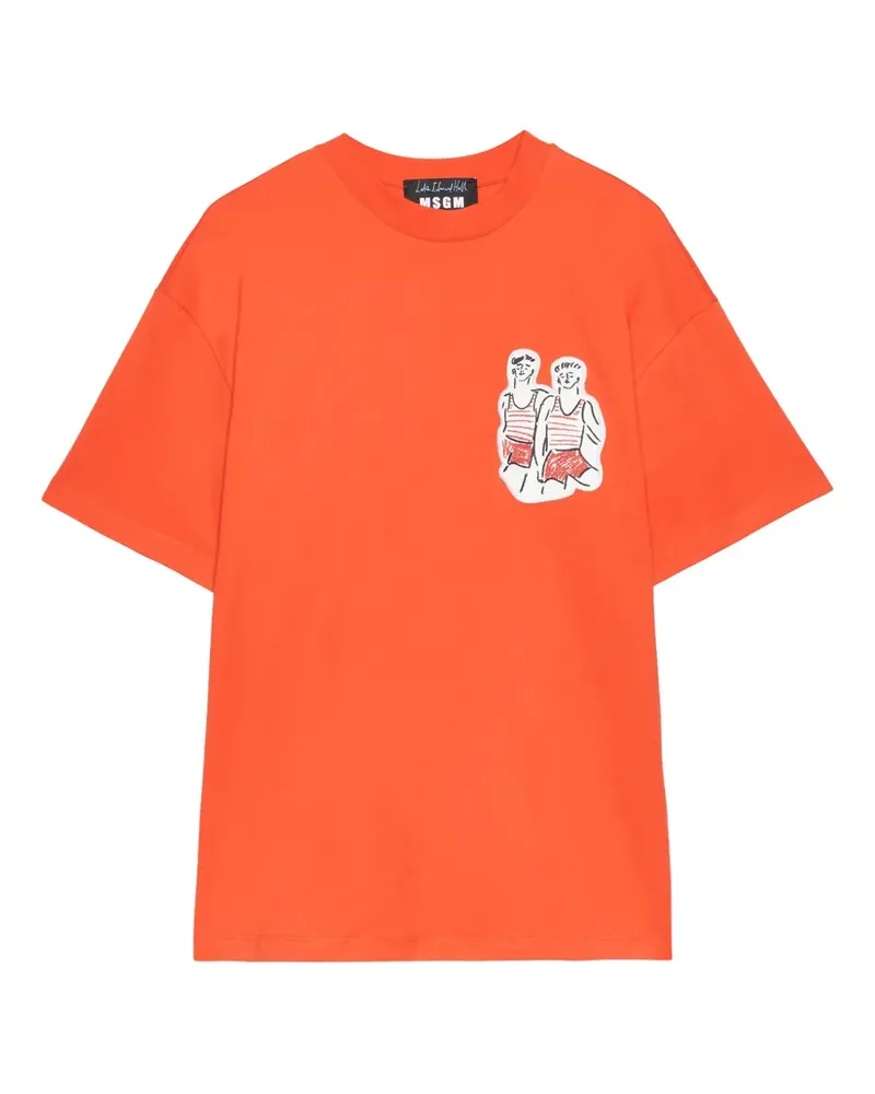 MSGM x Luke Edward Hall Sailors in Love T-Shirt - Orange Orange