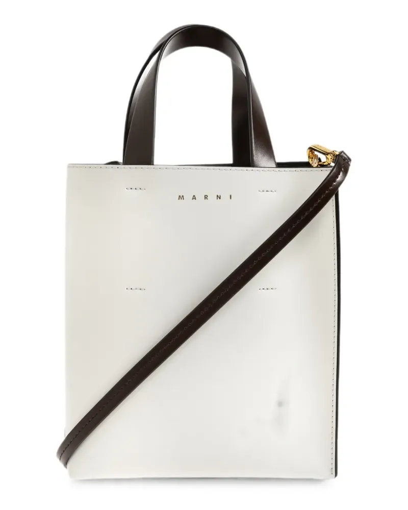 Marni Museo Mini leather tote bag - Weiß Weiß