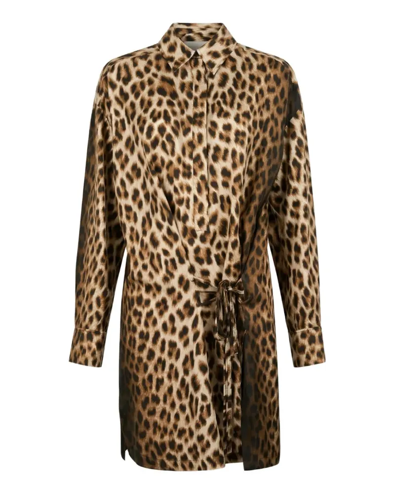 SPORTMAX leopard-print silk mini shirt dress - Braun Braun