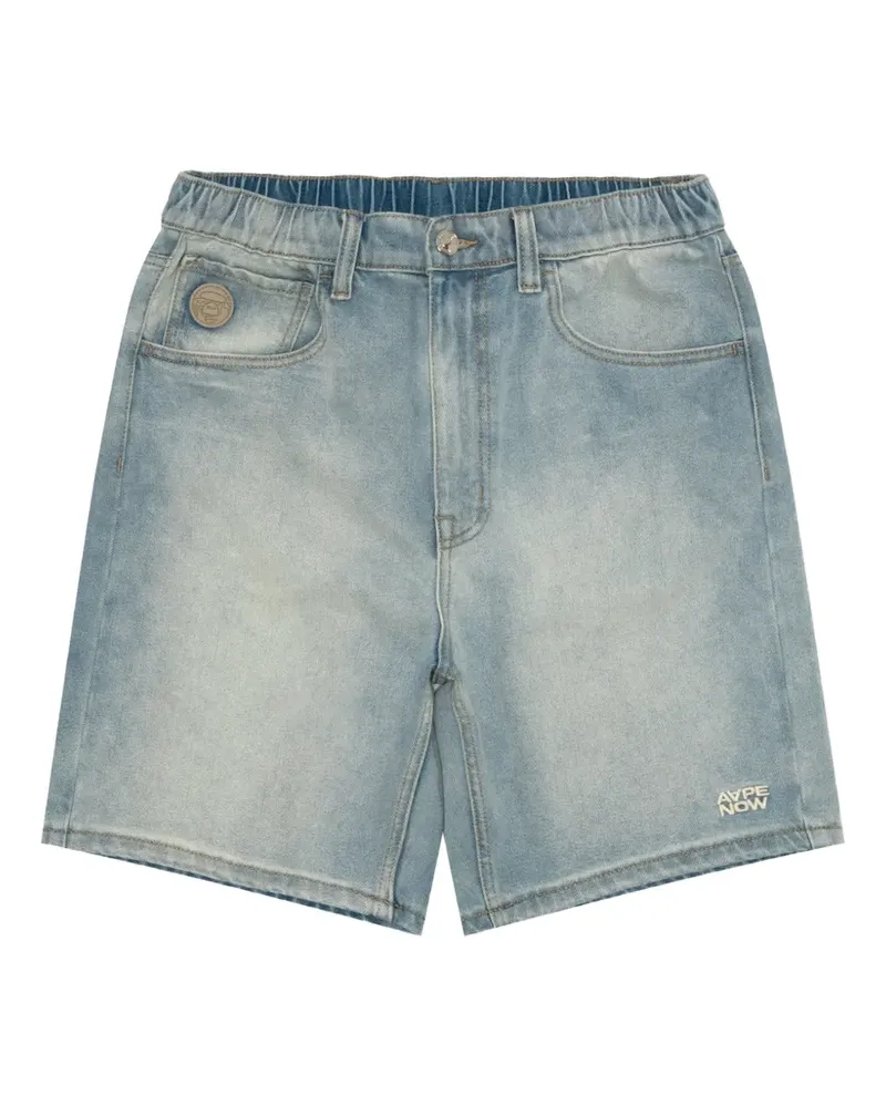 BAPE logo-patch embroidered shorts - Blau Blau