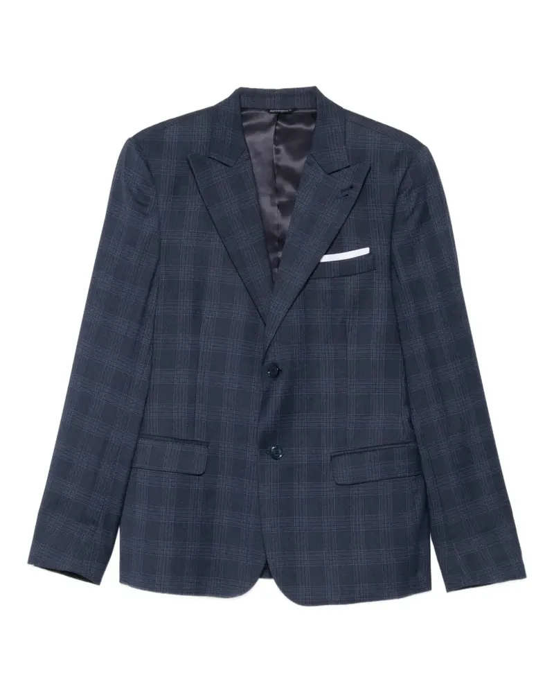 Daniele Alessandrini check-pattern peak-lapel blazer - Blau Blau