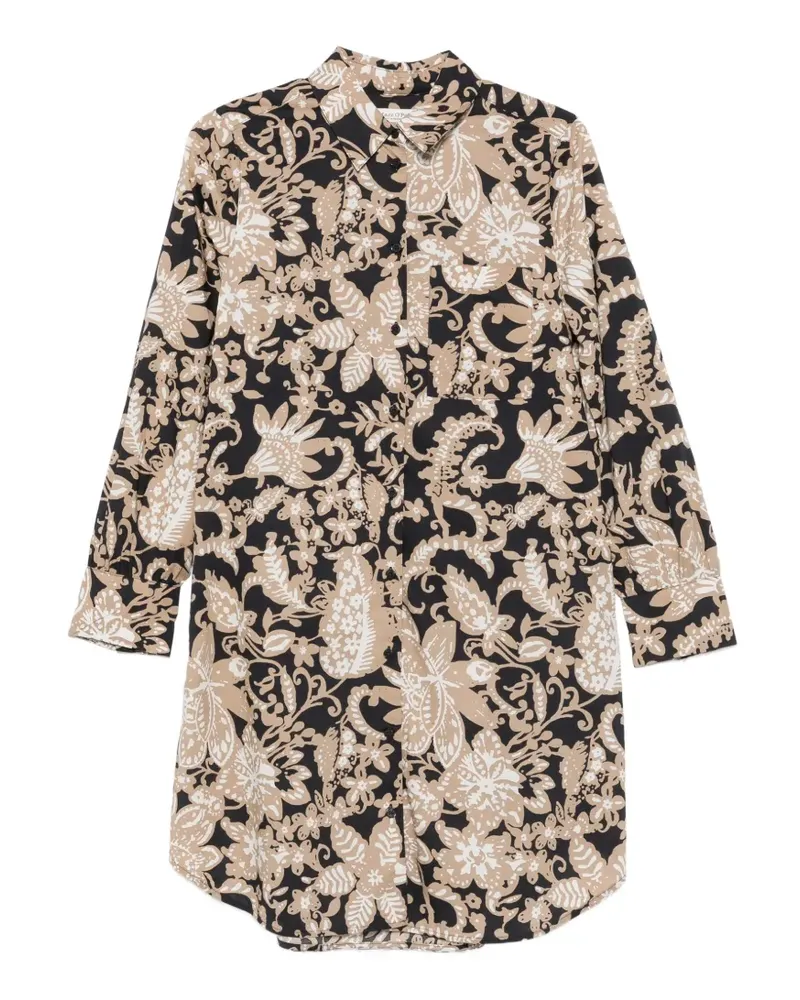 Marc O'Polo floral-print long-sleeve mini dress - Schwarz Schwarz