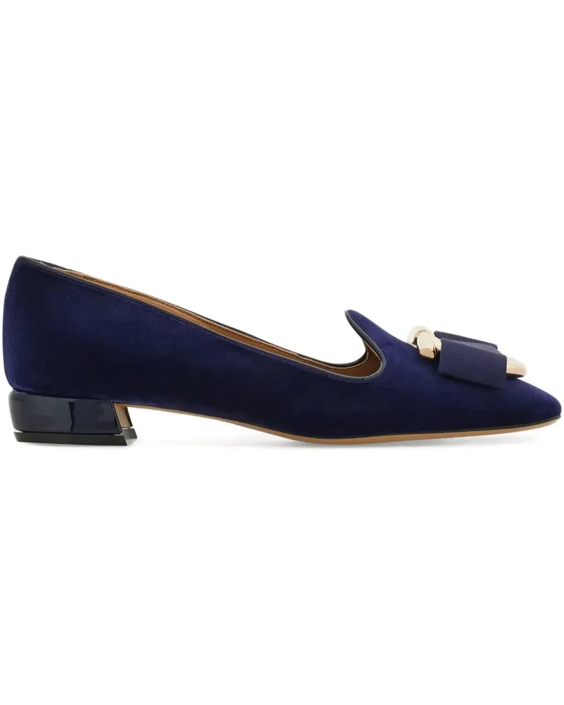 Ferragamo Gancini Pumps aus Samt - Blau Blau