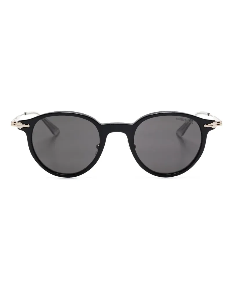 Montblanc Sonnenbrille mit rundem Gestell - Schwarz Schwarz